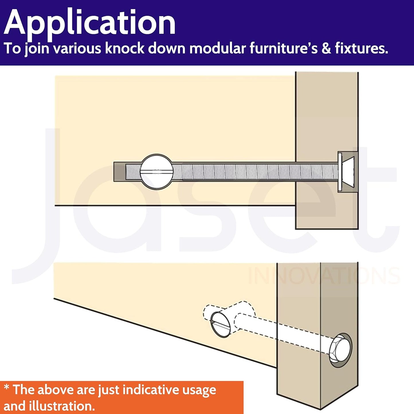 Barrel Nut/Dowel & Washer (50mm)- 30Pcs