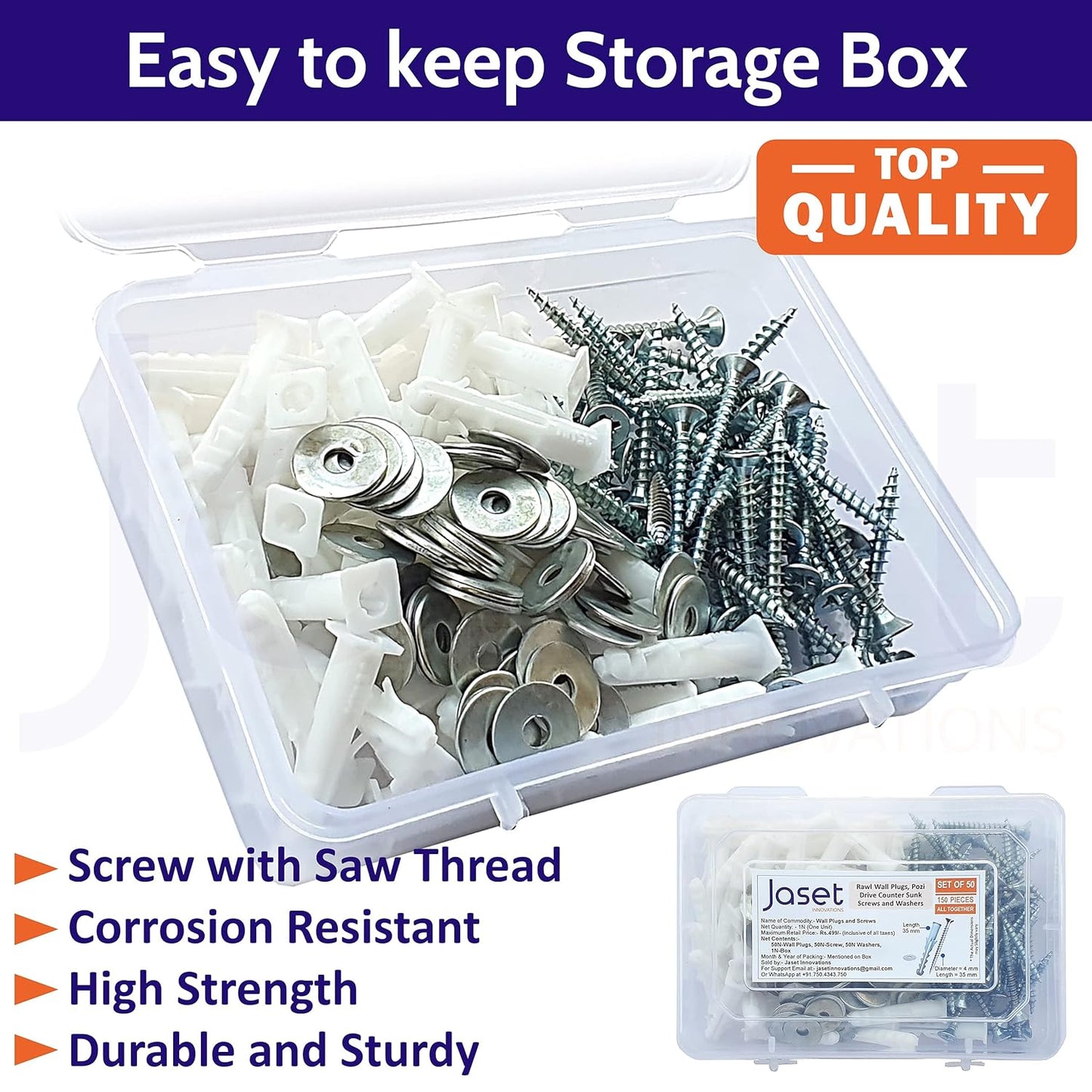 Wall Plugs/Gitti, ChipBoard Screws and Washers - 150pcs