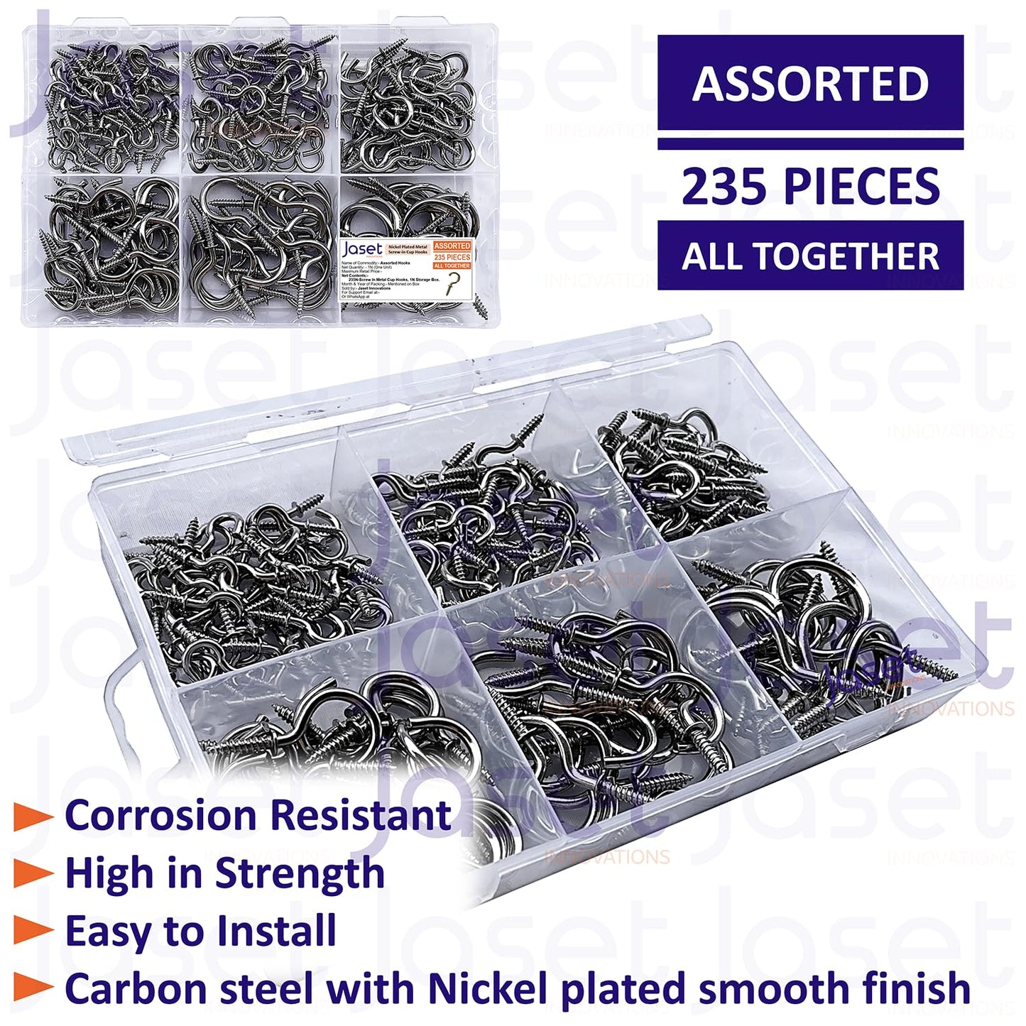 Screw-in Cup Hooks Nickel Plated (Large) - 235Pcs