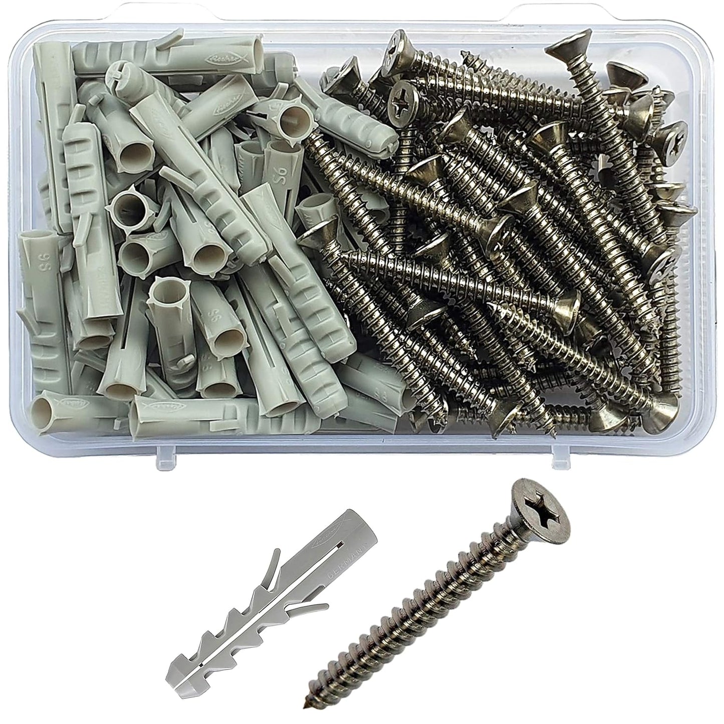 Nylon Wall Plugs/Gitti and CSK Screws (304 Grade) - 100pcs