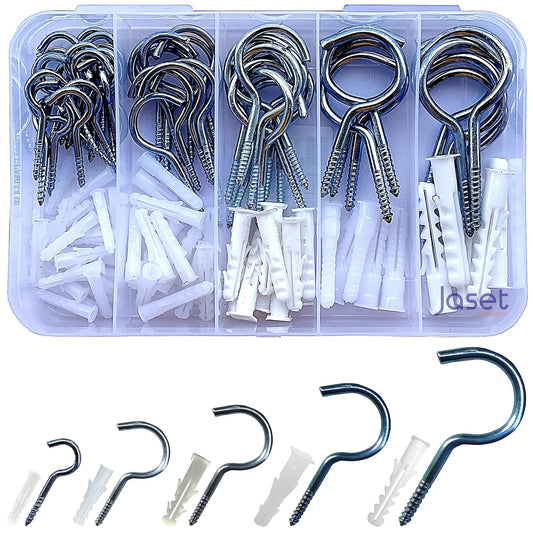 Screw-in Hooks with Wall Rawl Plugs/Gitti - 100ps