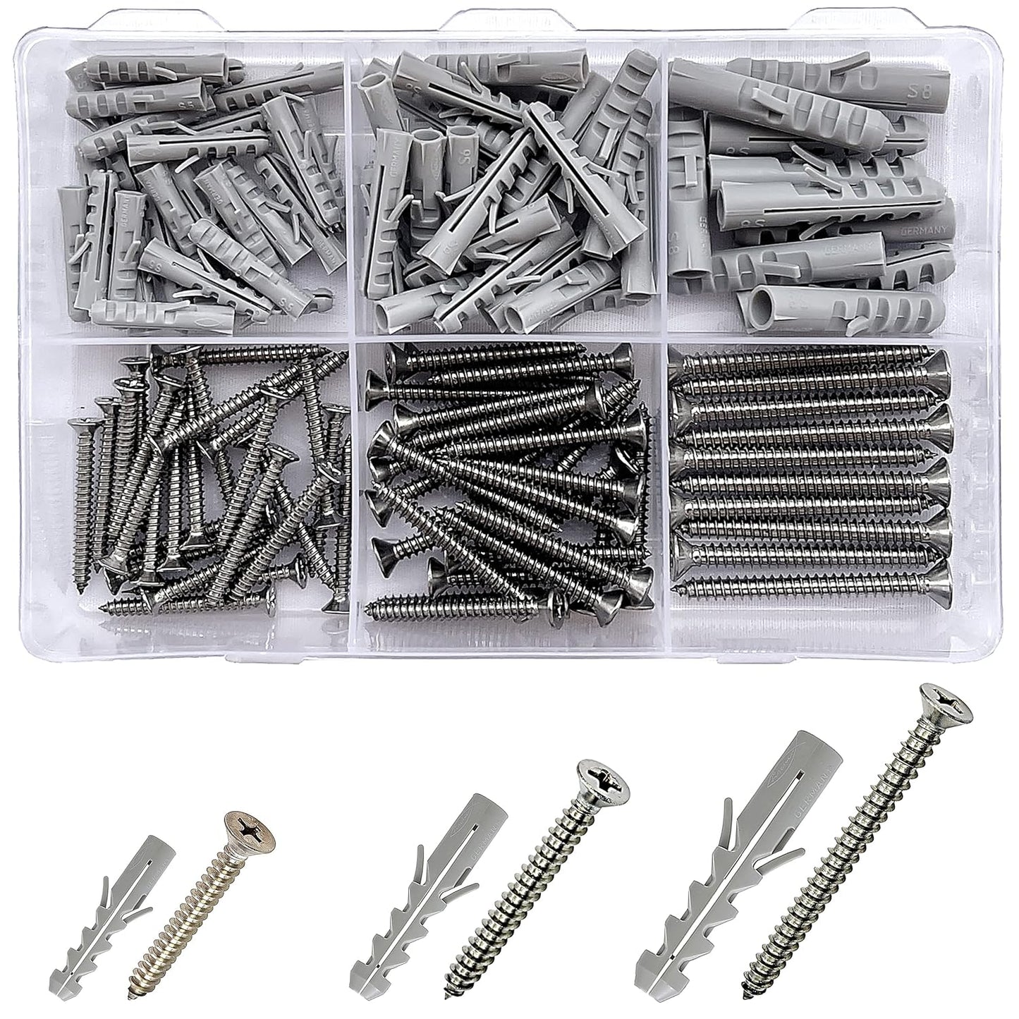 Nylon Wall Plugs/Gitti & CSK Stainless Steel Screws (304 grade) - 120pcs