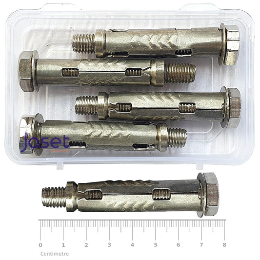 Stainless Steel Anchor Fasteners - 304 Grade Rust Proof - Expansion Type - Hex Head Bolt - 10mm Bolt Diameter, 70mm Length (Pack of 4 Pieces)