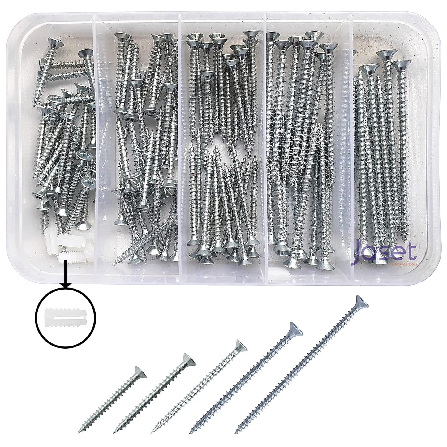 Chipboard Screws with Nylon Wood Dowel - 116pcs