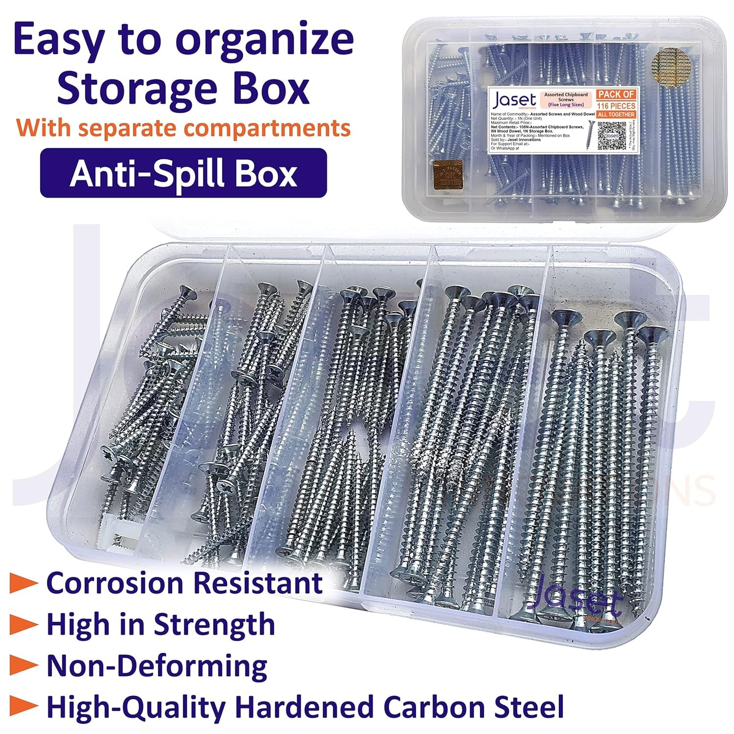 Chipboard Screws with Nylon Wood Dowel - 116pcs